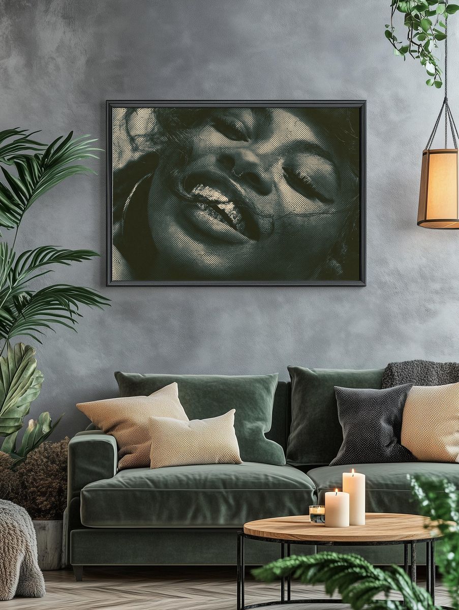 Monochrome Faces Collage Poster. — room view 4