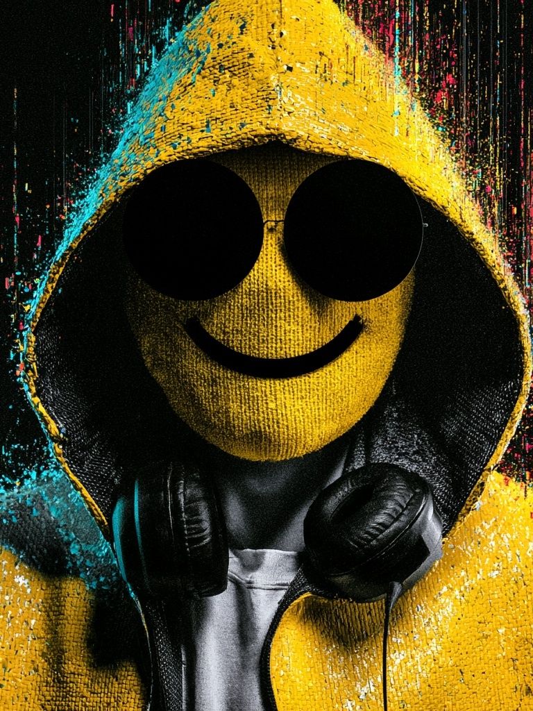 Smiley Hooded Figure Street-Art Poster. poster — fine-art art