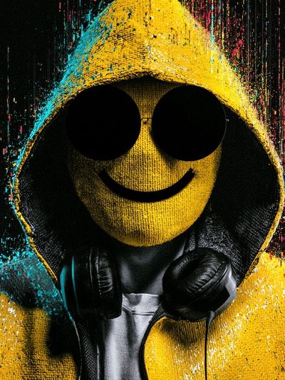 Smiley Hooded Figure Street-Art Poster.