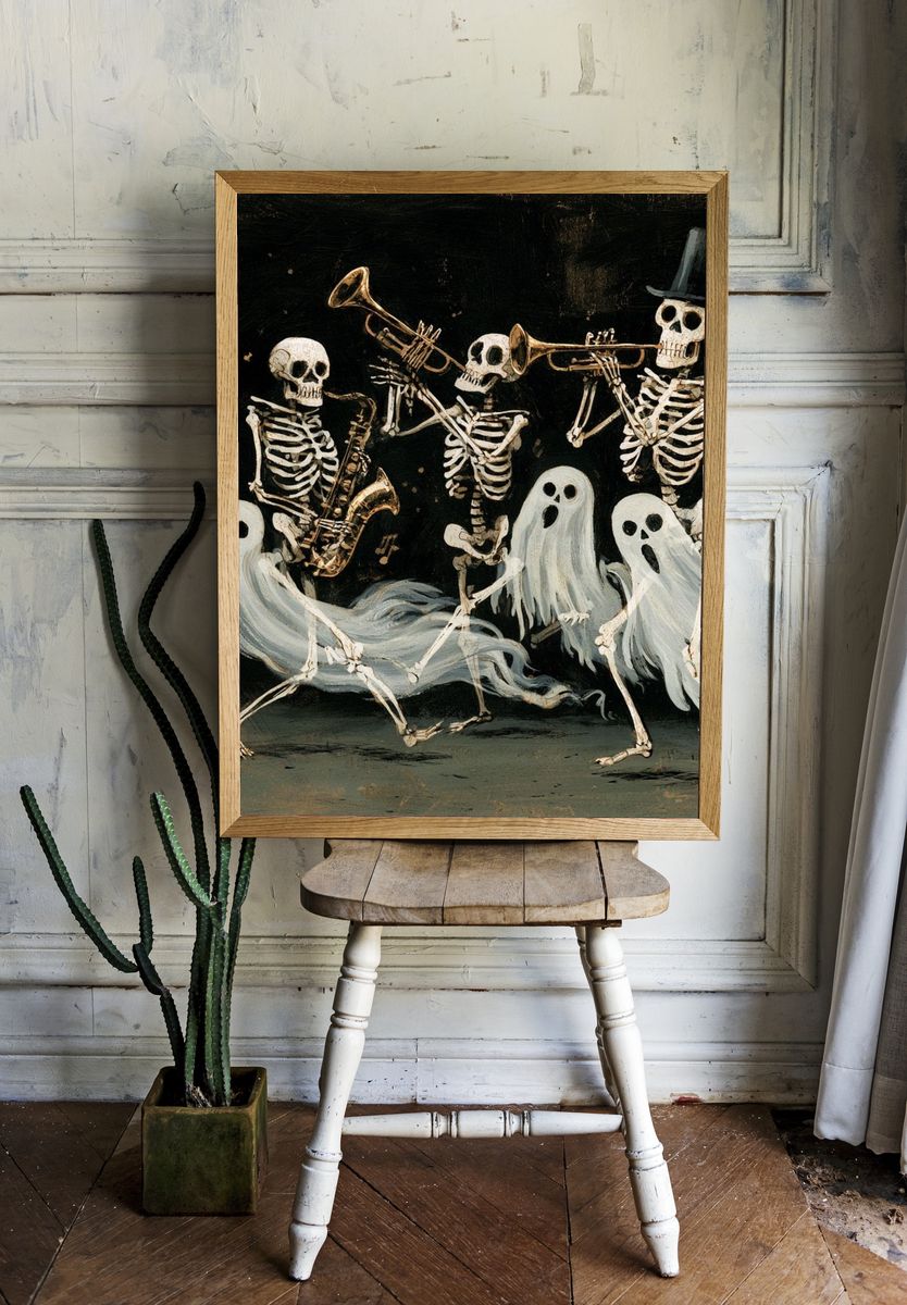 Skeleton Jazz Band — Fine-Art Print. — room view 1
