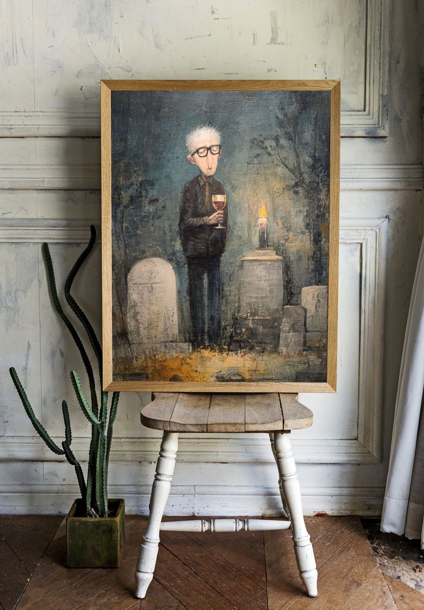Somber Graveyard Figure Fine-Art Print. room preview