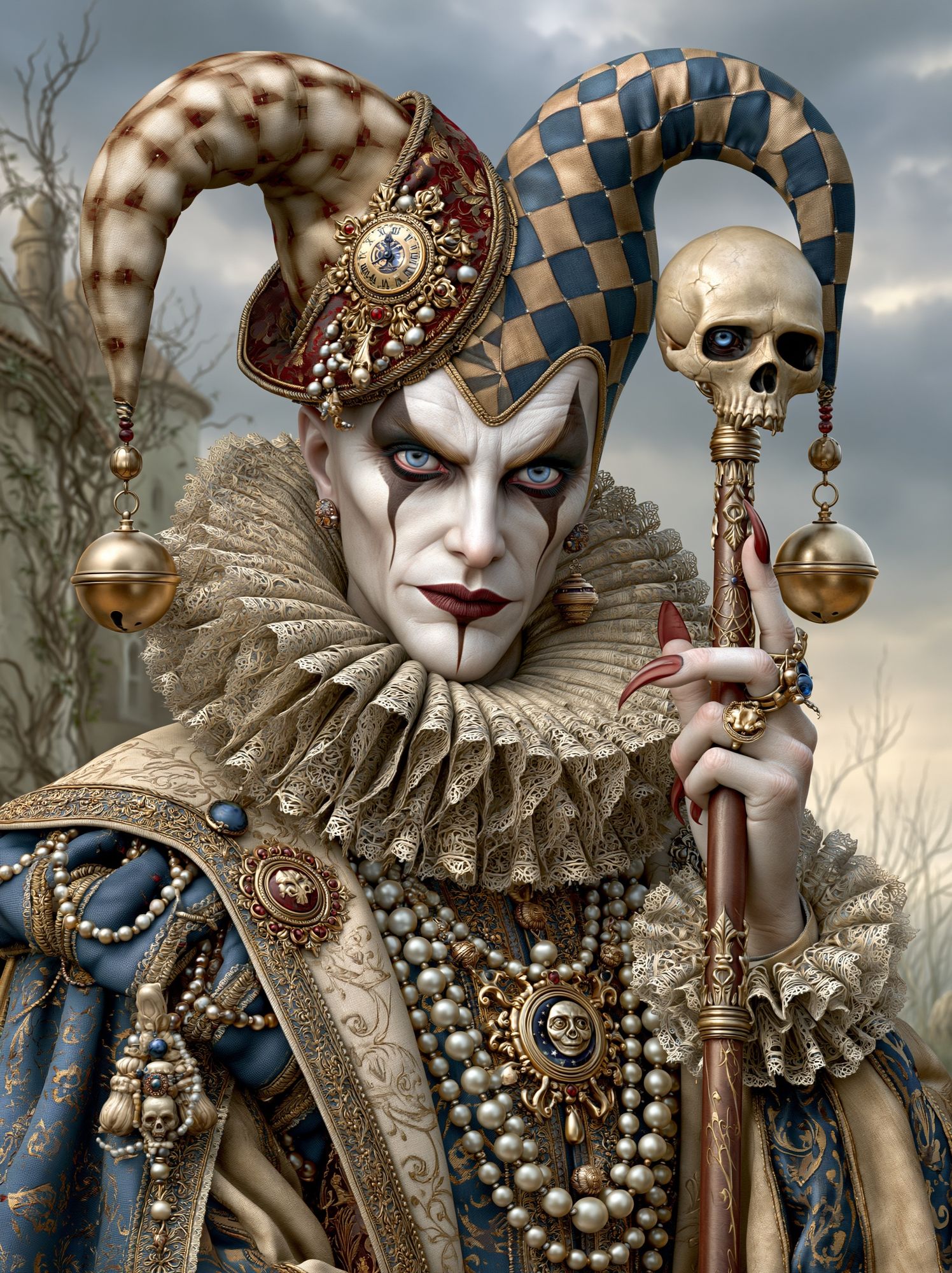 Baroque Jester Portrait Print. poster — fine-art art
