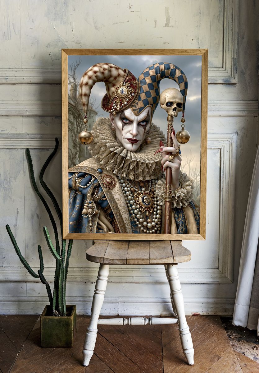 Baroque Jester Portrait Print. room preview