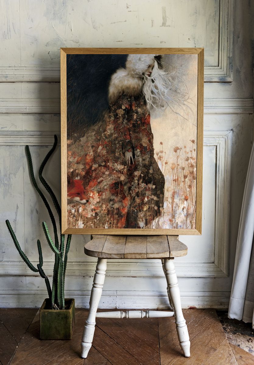 Fox and Winter Figure Fine-Art Print. — room view 1
