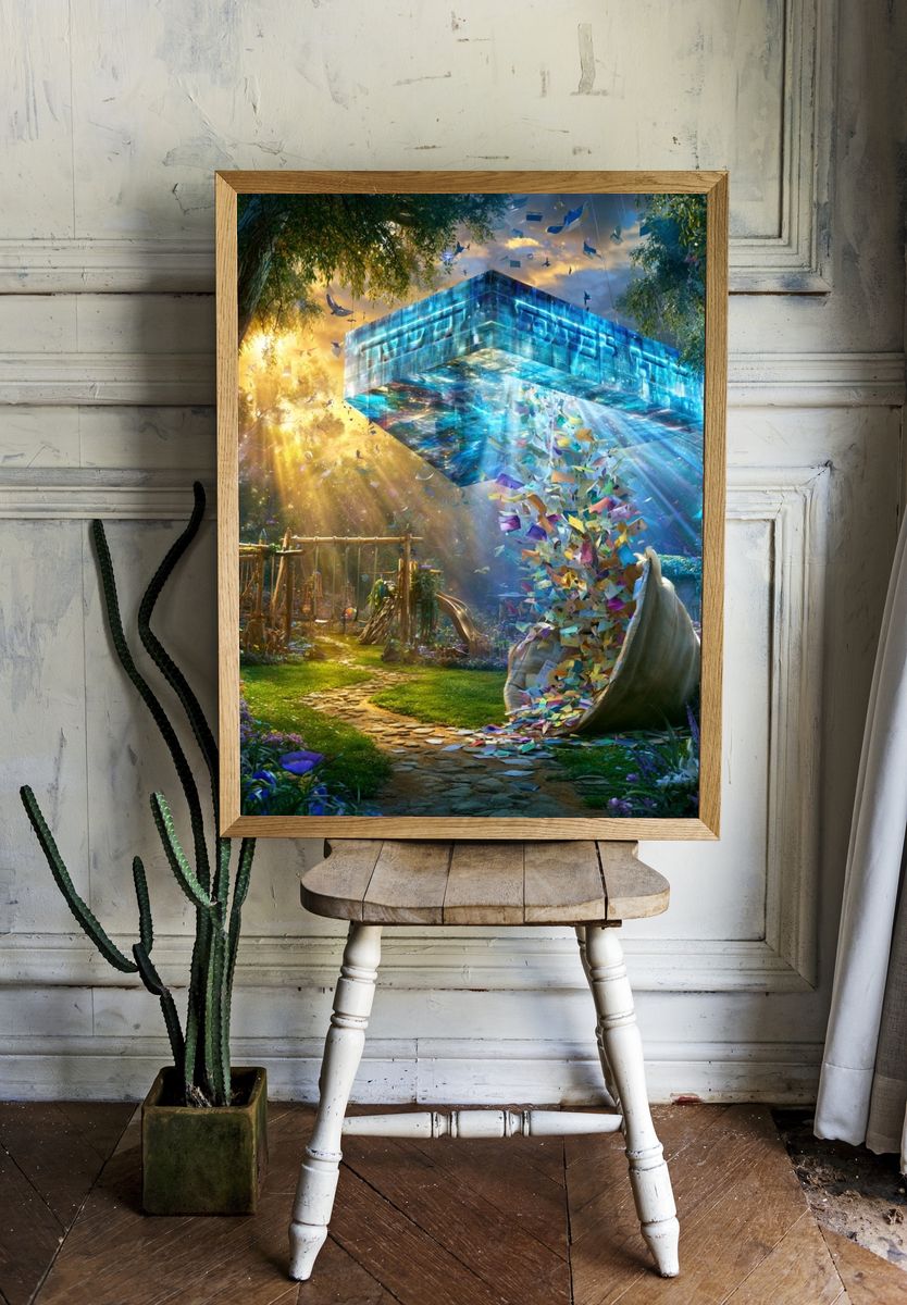 Surreal Garden Light Portal Print. — room view 1