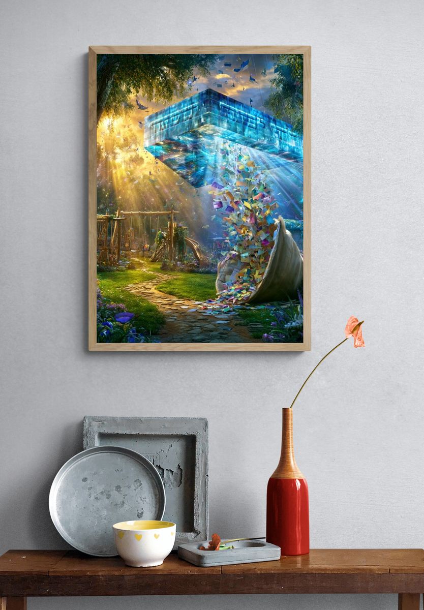 Surreal Garden Light Portal Print. — room view 3