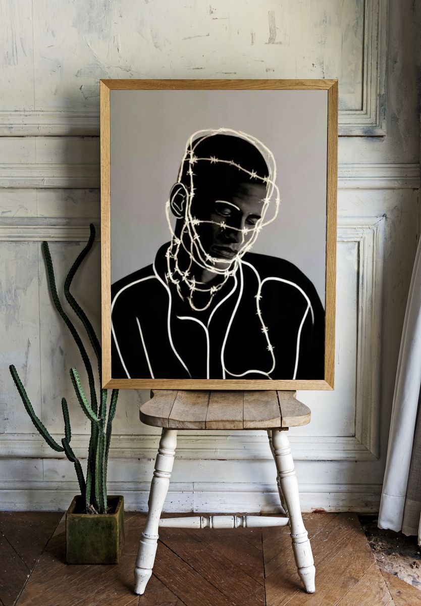 Barbed Wire Portrait — Fine-Art Print. room preview