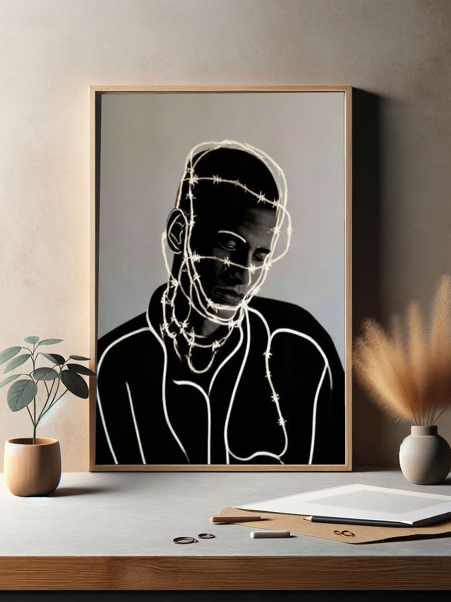 Barbed Wire Portrait — Fine-Art Print. — room view 2