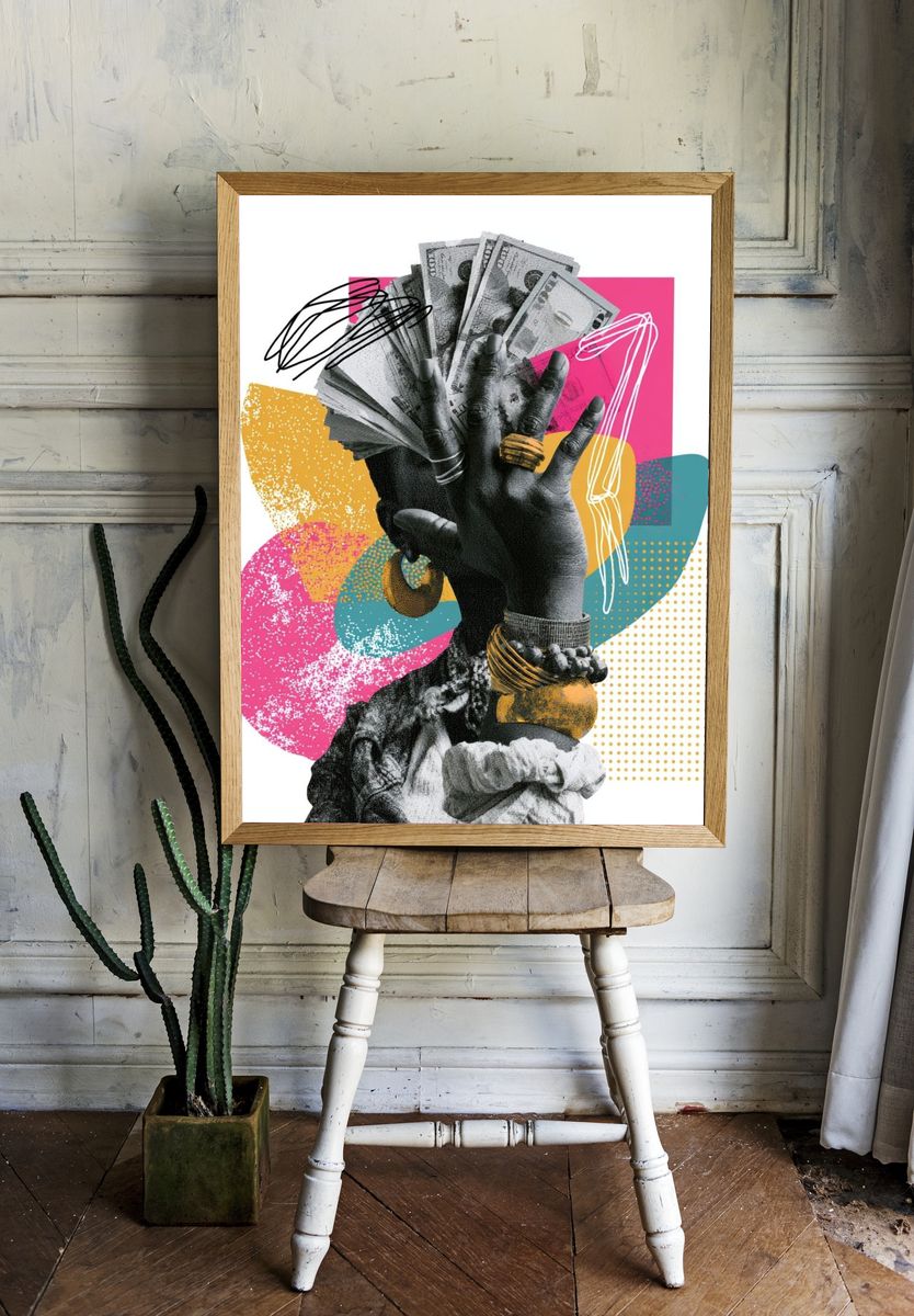 Money Hand Collage Poster. room preview