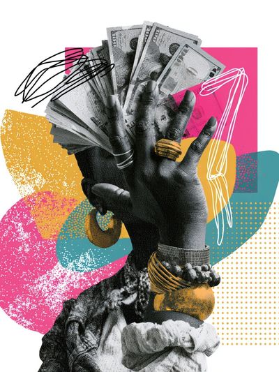 Money Hand Collage Poster.