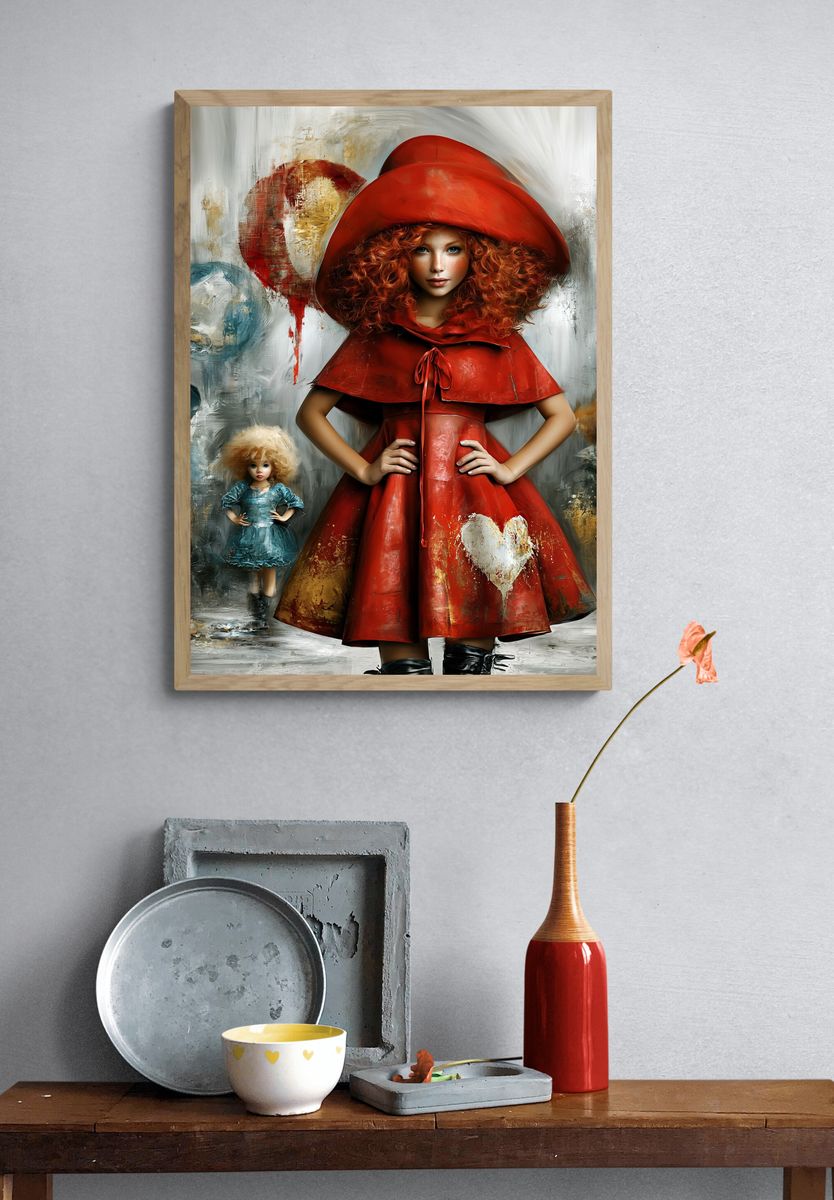 Red-Haired Doll Girl Illustration Poster. — room view 3