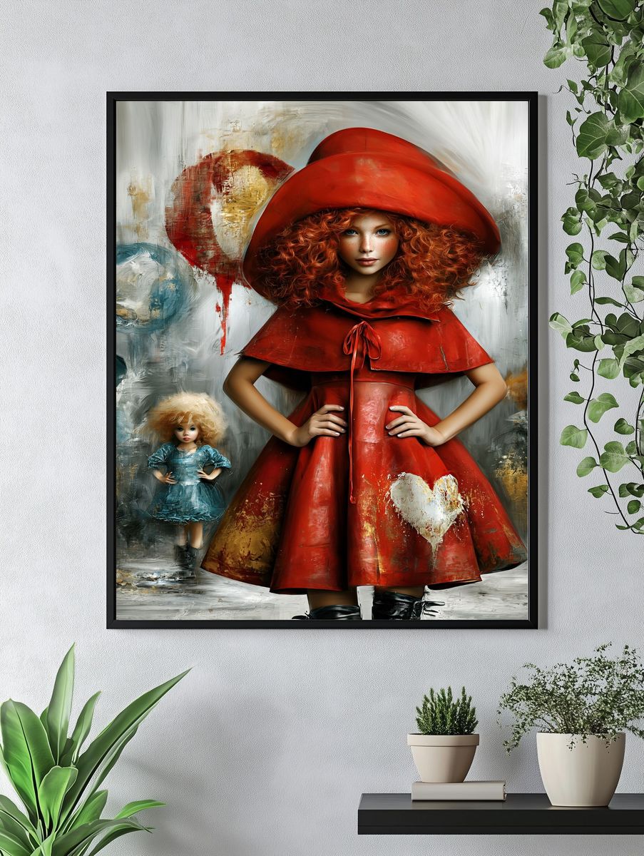 Red-Haired Doll Girl Illustration Poster. — room view 4