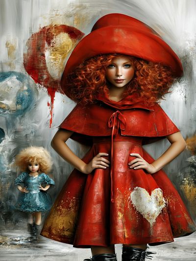 Red-Haired Doll Girl Illustration Poster.