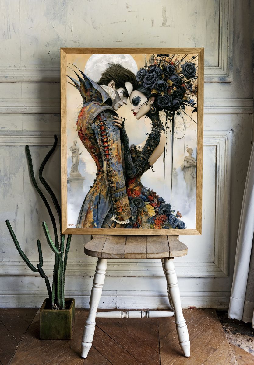 Gothic Lovers Surrealism Print. room preview