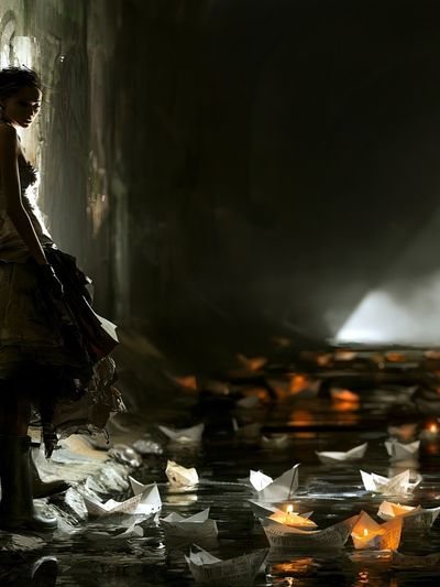 Dreamlike Lantern Girl Fine-Art Poster.