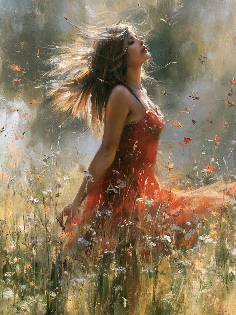 Woman in Red Dress Fine-Art Print. poster — fine-art art