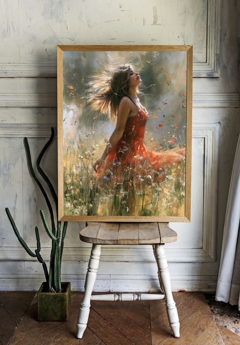 Woman in Red Dress Fine-Art Print. room preview