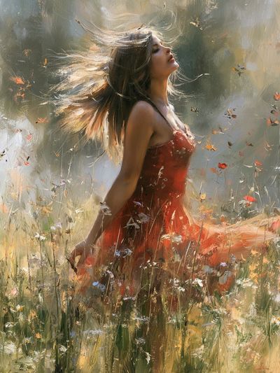Woman in Red Dress Fine-Art Print. poster