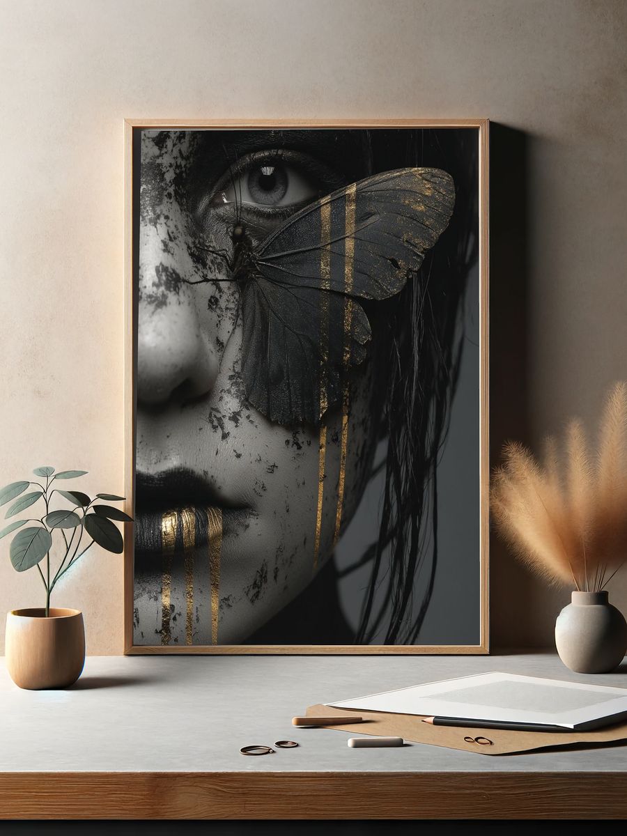 Butterfly Face Surrealism Print. — room view 2