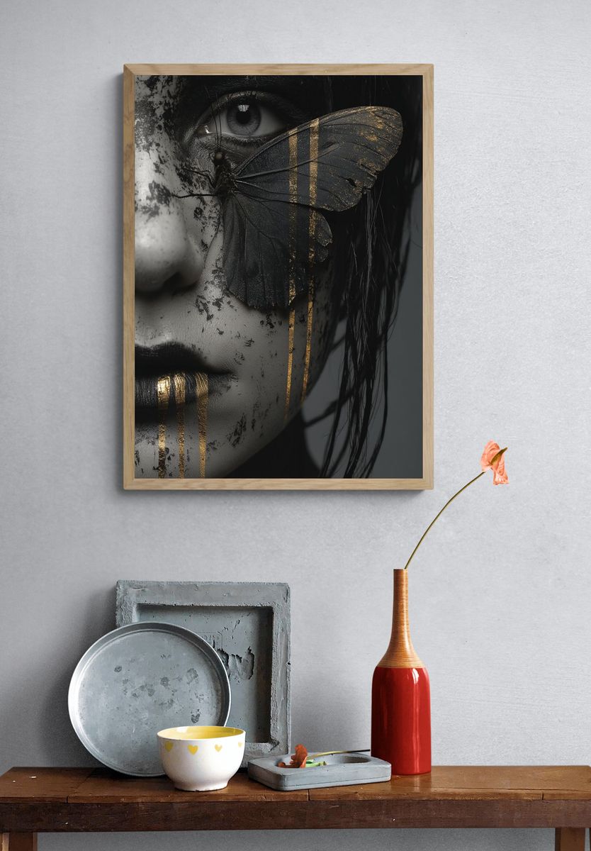 Butterfly Face Surrealism Print. — room view 3