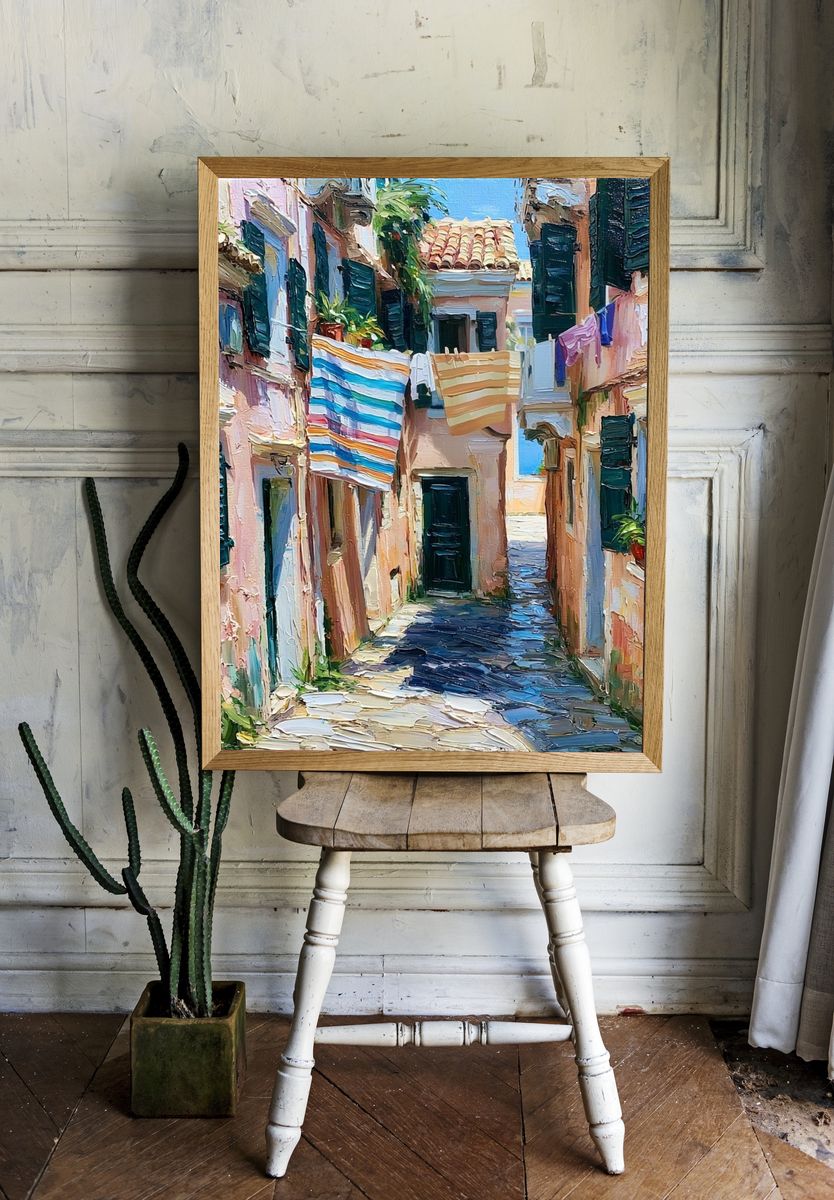 Mediterranean Alleyway — Fine-Art Print. room preview