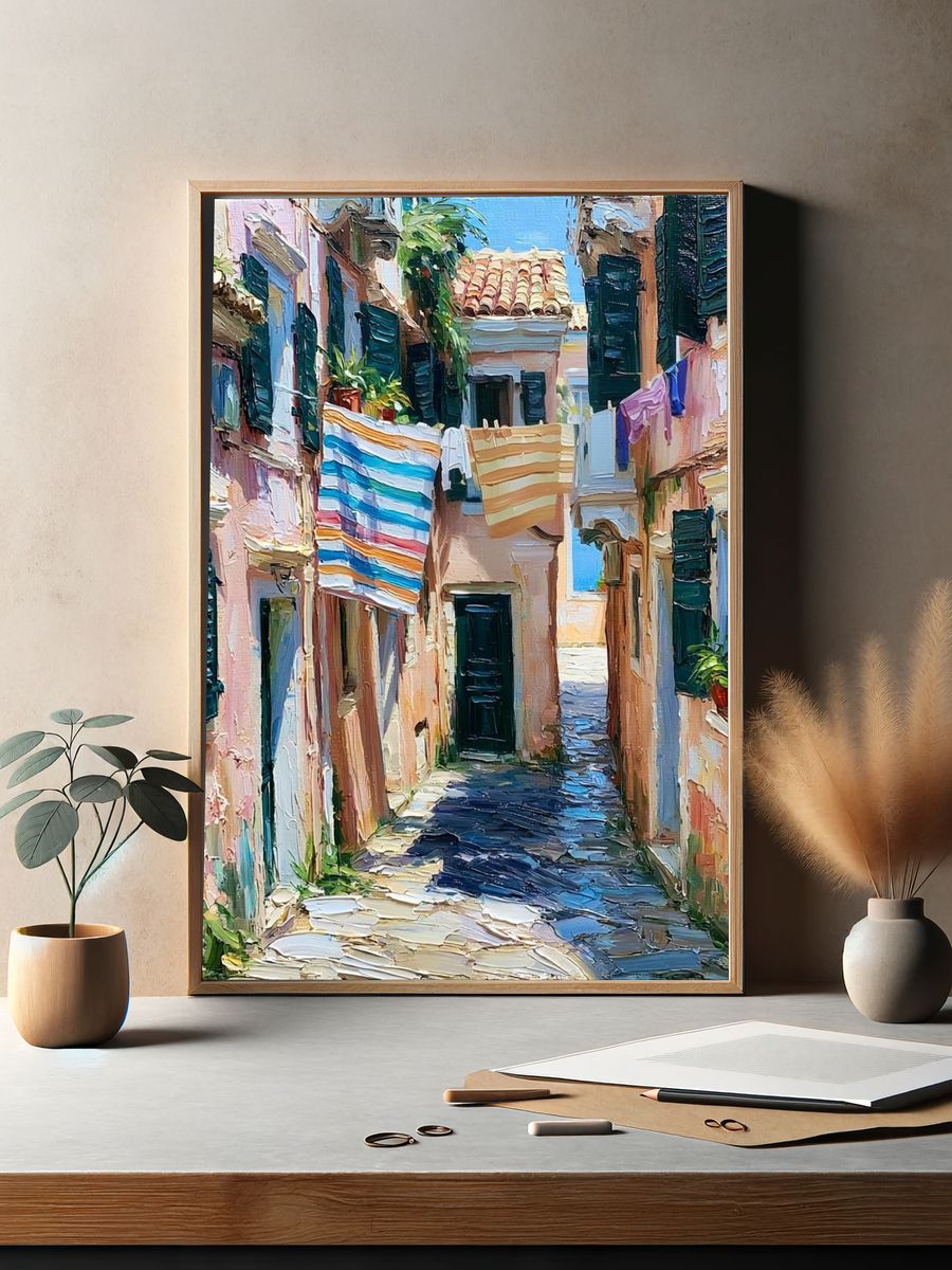 Mediterranean Alleyway — Fine-Art Print. — room view 2