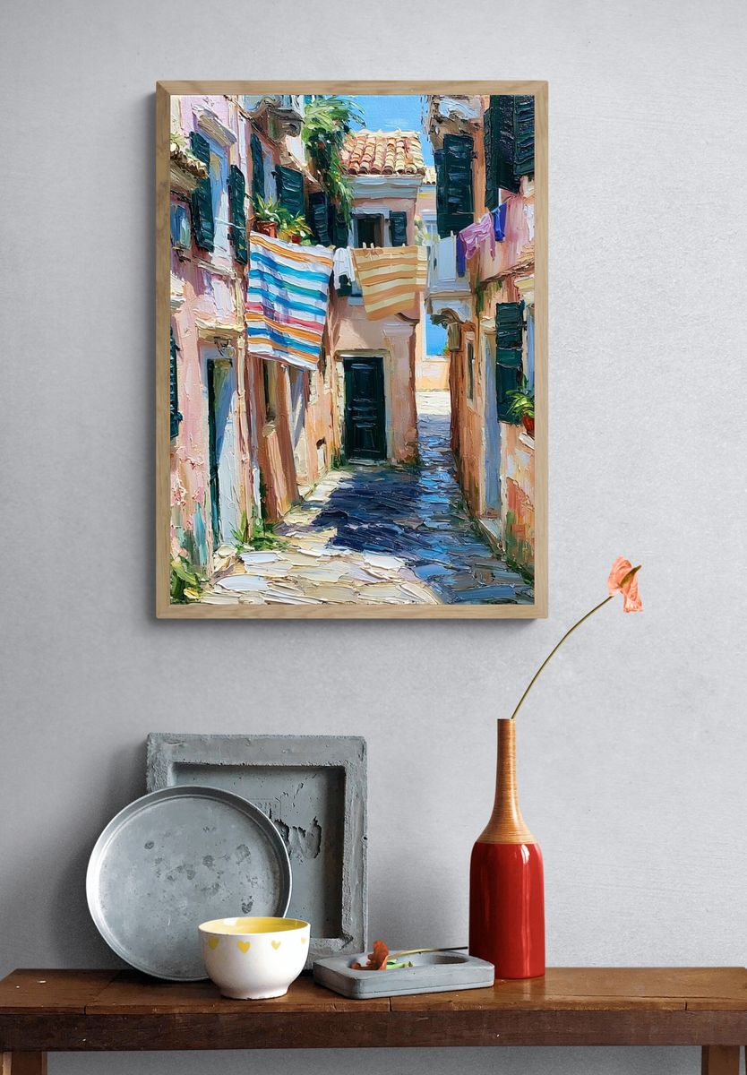 Mediterranean Alleyway — Fine-Art Print. — room view 3