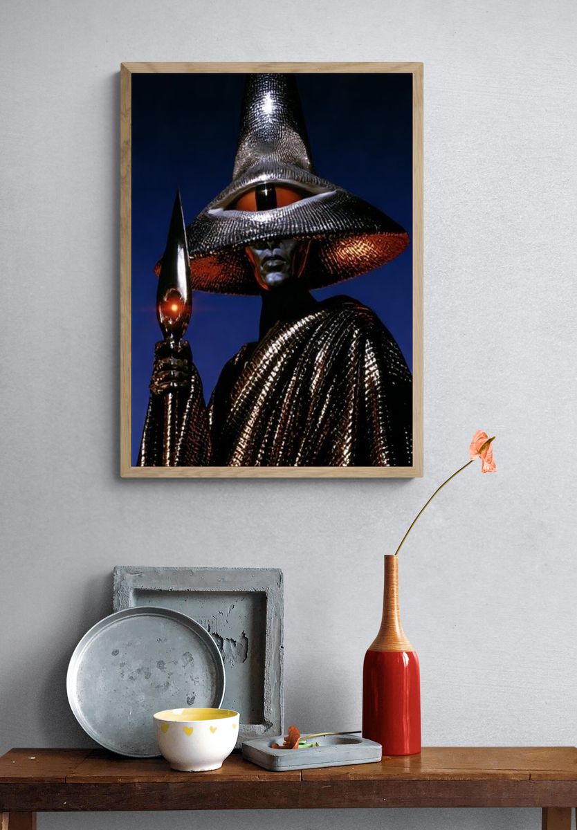 Surreal Metallic Figure Poster. — room view 3