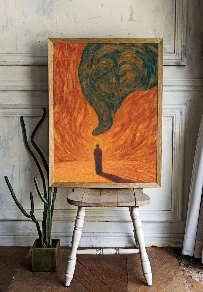 Surreal Flame Figure Print. — room view 1