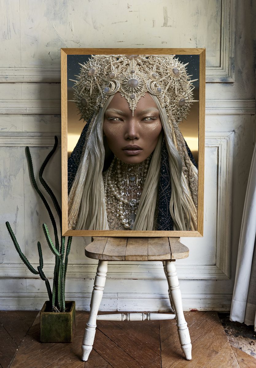 Celestial Queen Portrait Print. room preview
