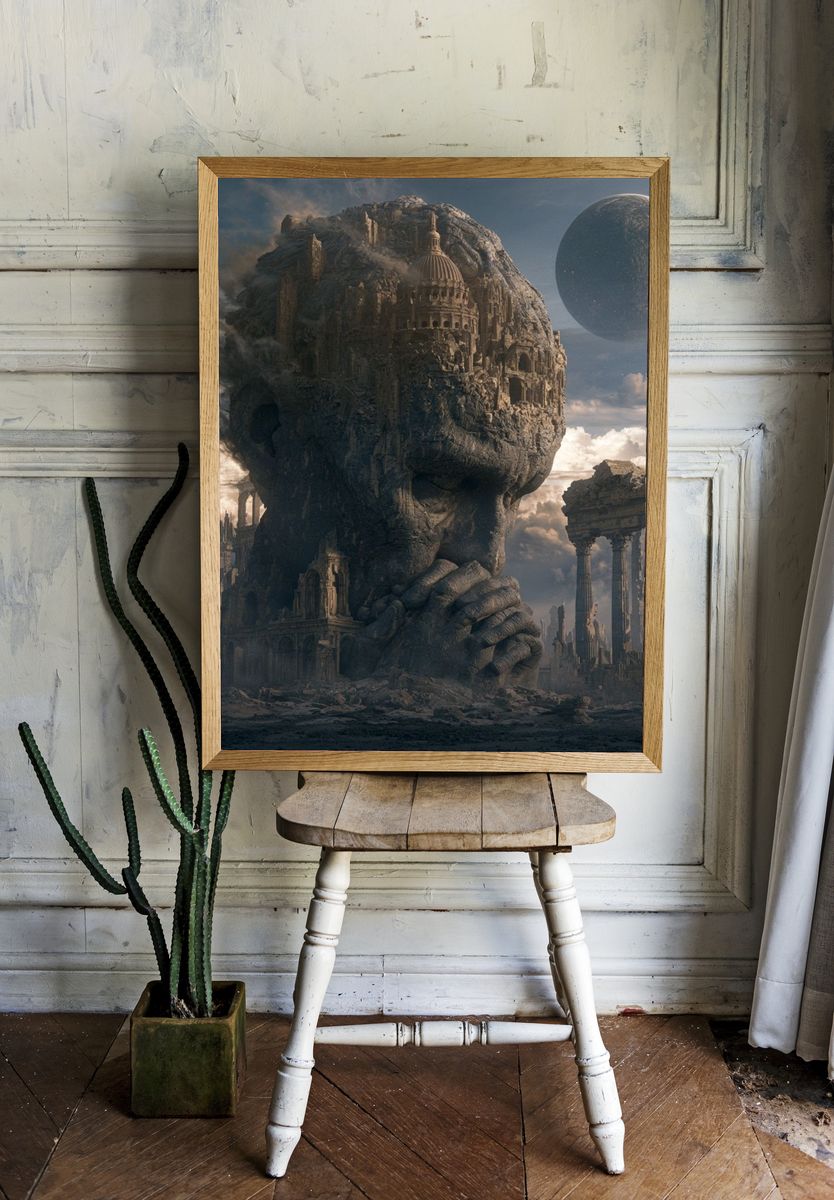 Surreal Stone Giant — Fine-Art Print. room preview