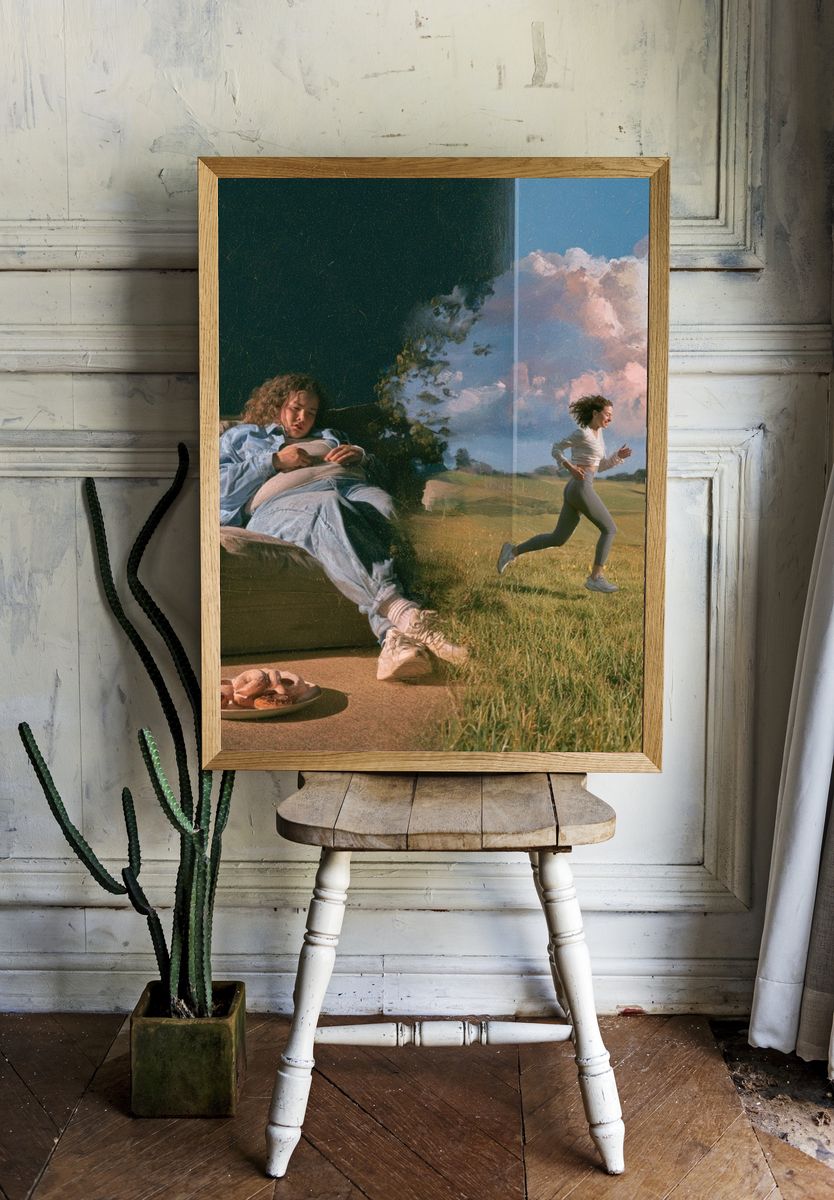 Dreamlike Split-Screen Portrait Print. room preview