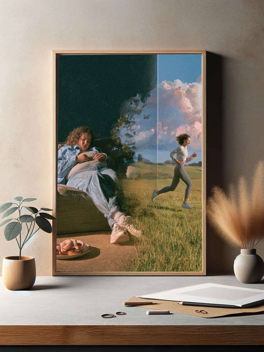 Dreamlike Split-Screen Portrait Print. — room view 2