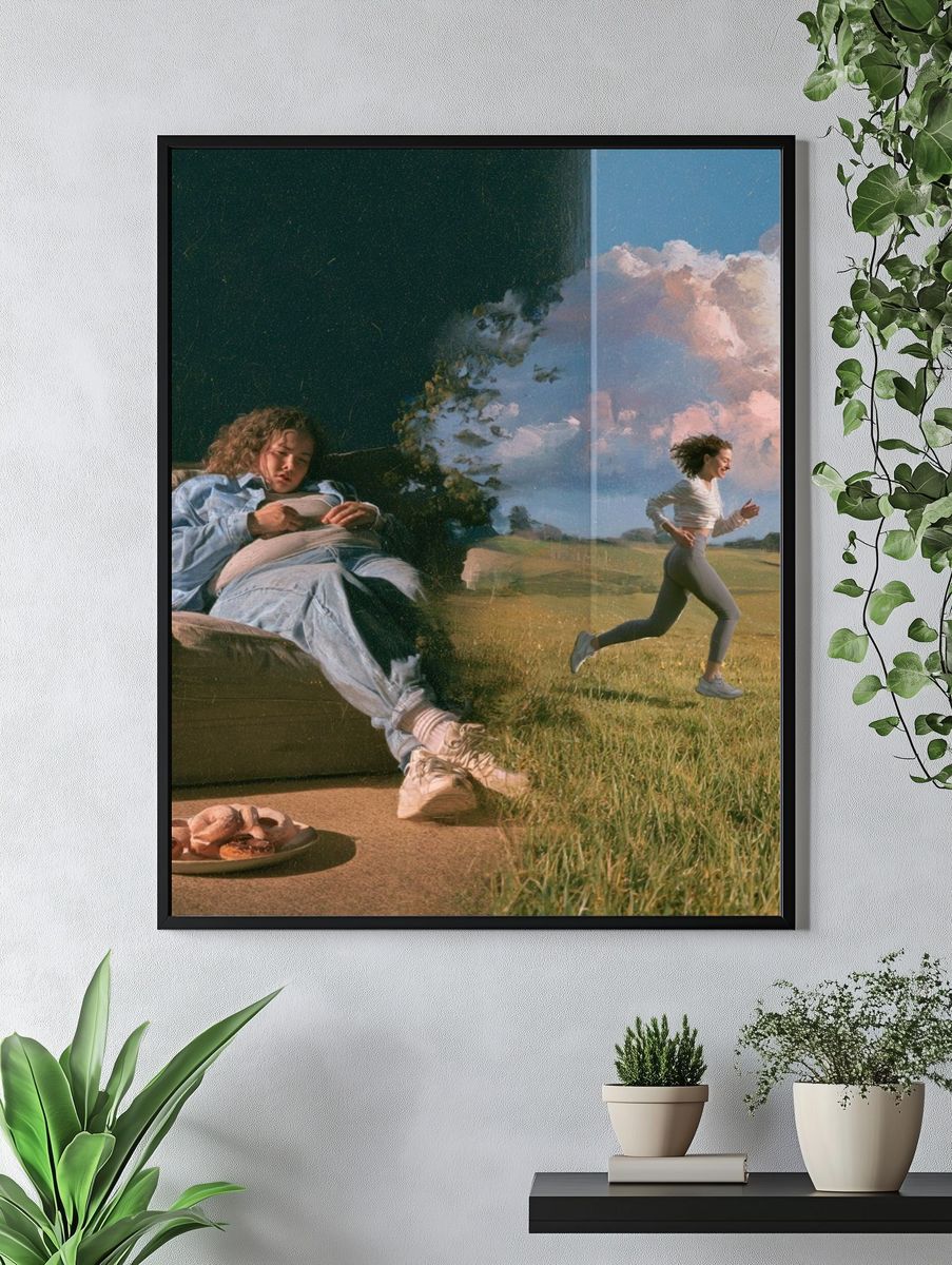 Dreamlike Split-Screen Portrait Print. — room view 4