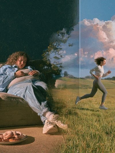 Dreamlike Split-Screen Portrait Print. poster