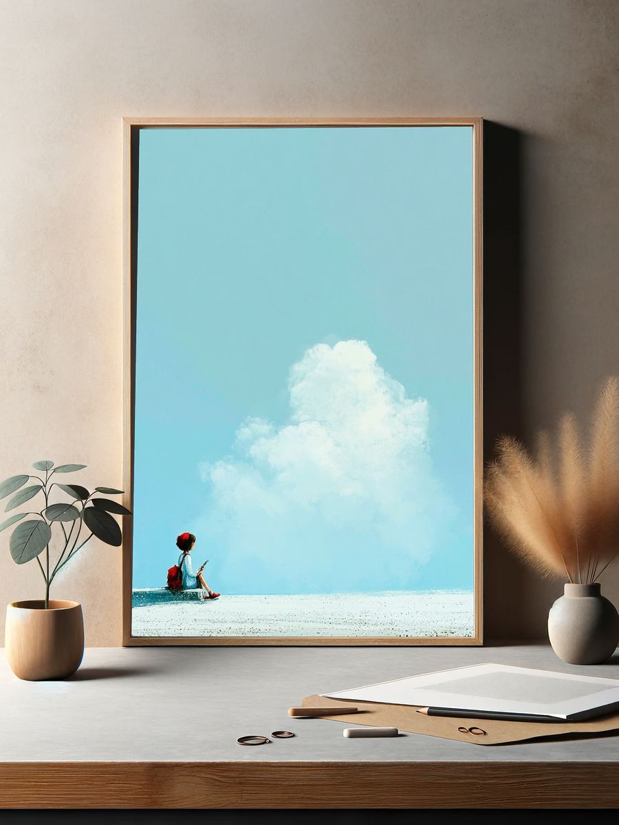 Girl by the Sea — Surreal Print. — room view 2