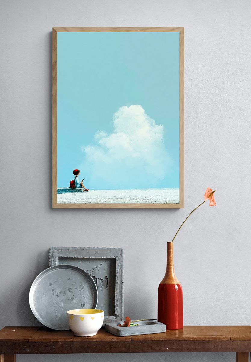Girl by the Sea — Surreal Print. — room view 3