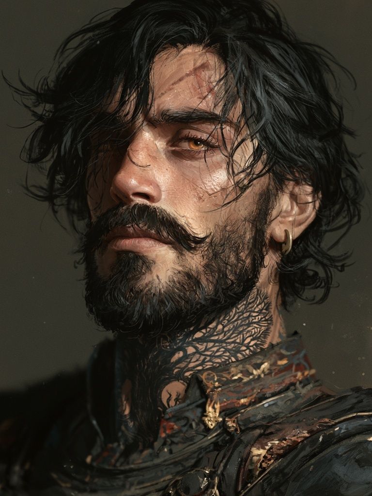 Moody Bearded Portrait Print. poster — fine-art art