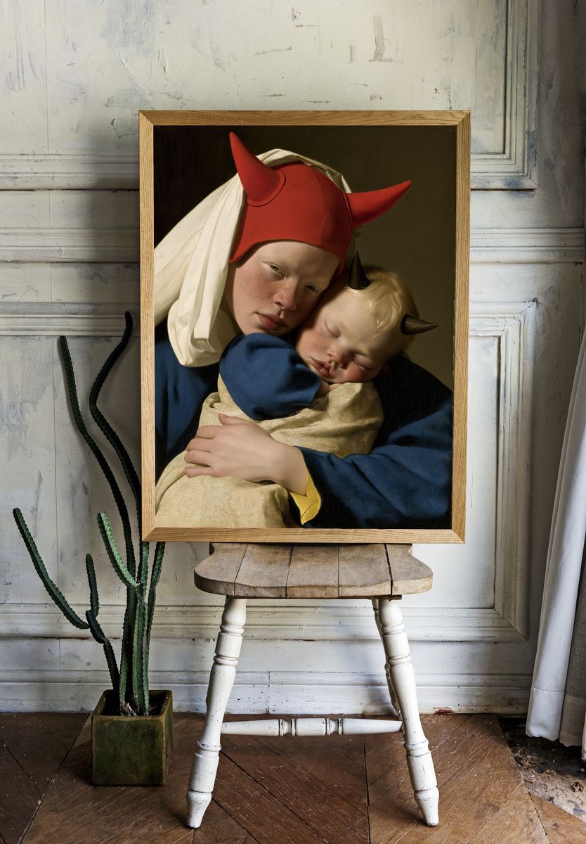 Horned Mother and Child Fine-Art Print. room preview