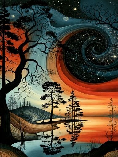 Surreal Twilight Forest Print. poster — fine-art art