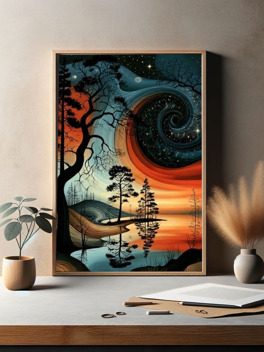 Surreal Twilight Forest Print. — room view 2