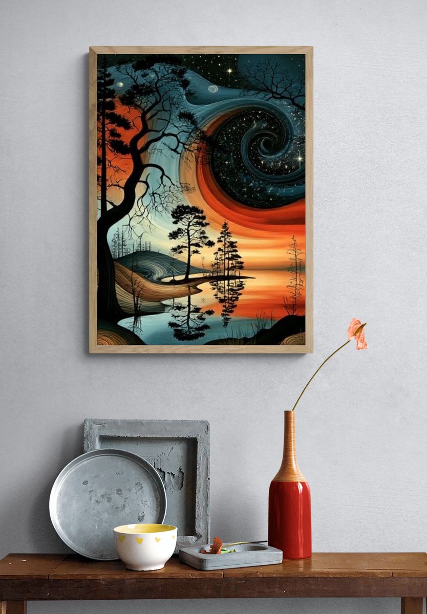 Surreal Twilight Forest Print. — room view 3