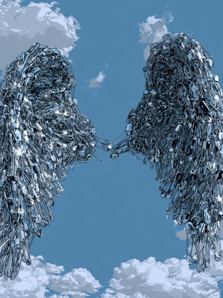 Metallic Angel Wings Illustration Poster. poster detail