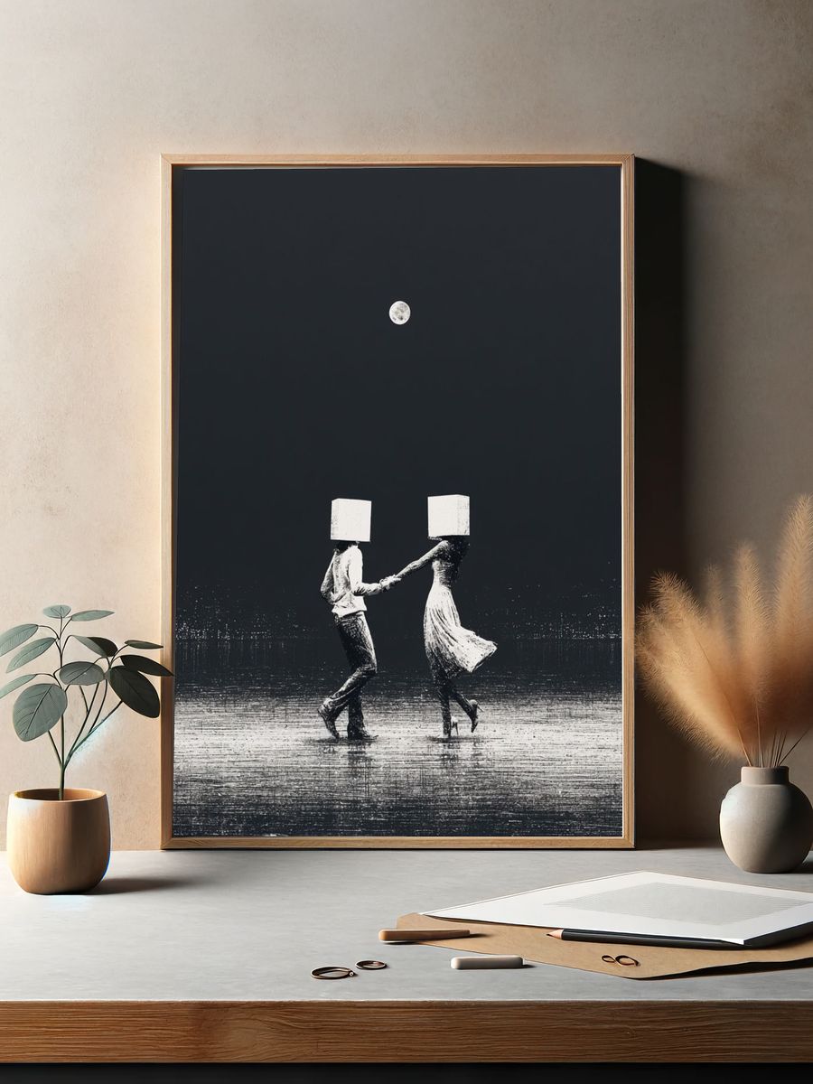 Moonlit Dance Surrealism Print. — room view 2