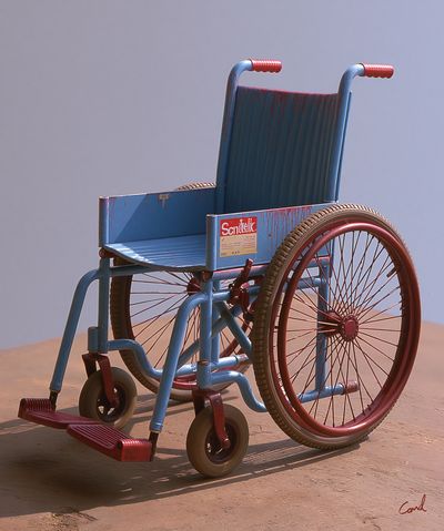 Blue Wheelchair Surrealist Print. poster