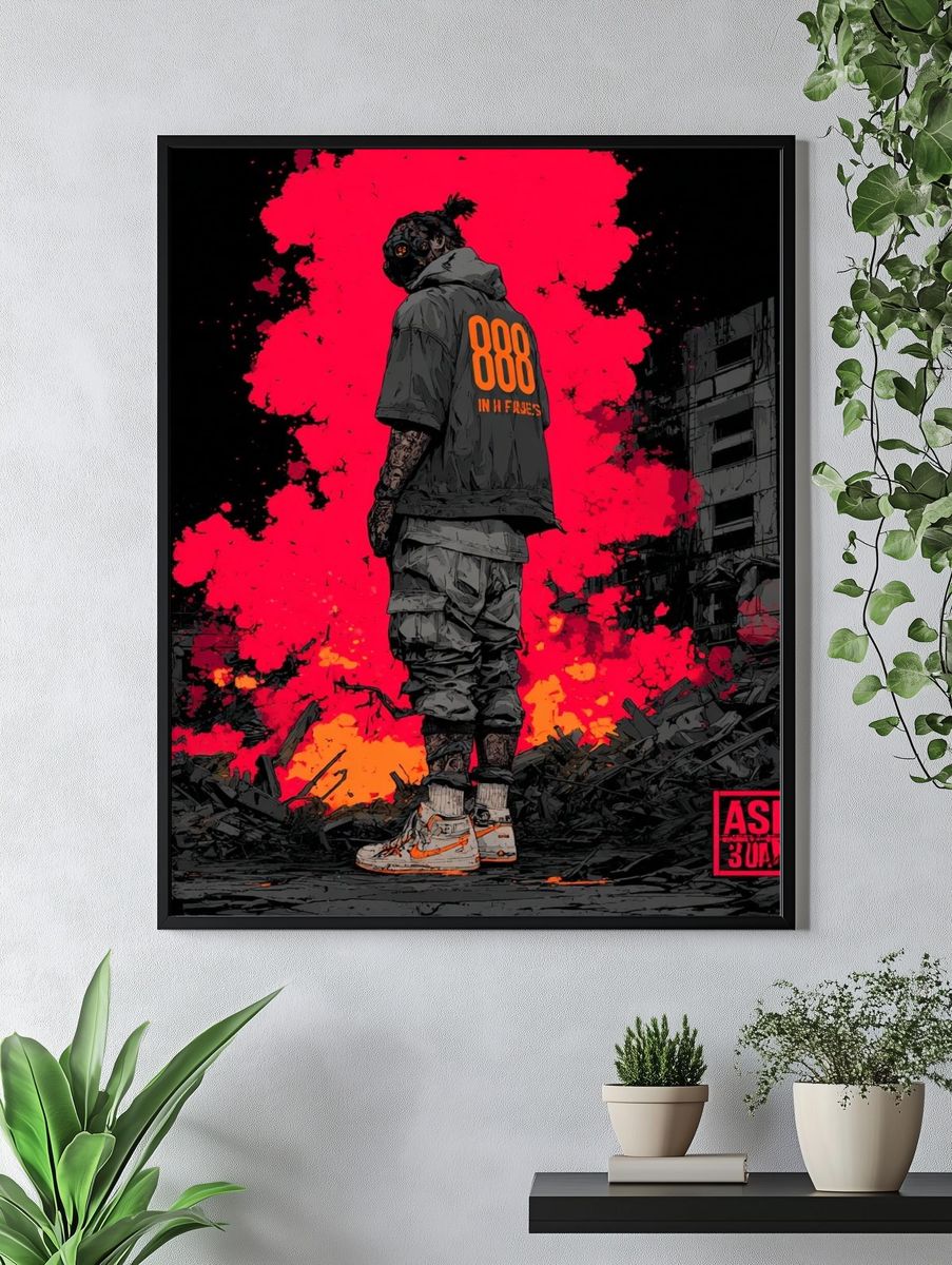 Ashes in Flames Street-Art Poster. — room view 4