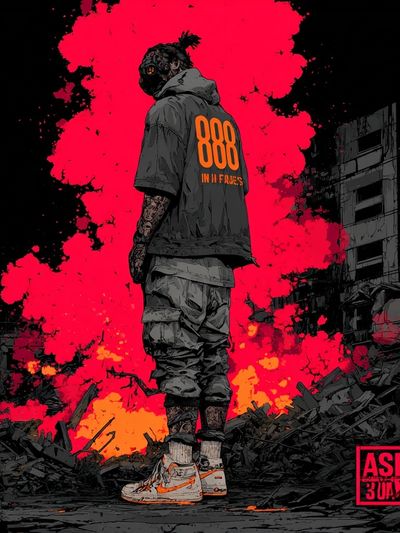 Ashes in Flames Street-Art Poster. poster print