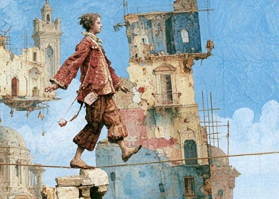 Balancing Figure Surrealism Print. poster detail