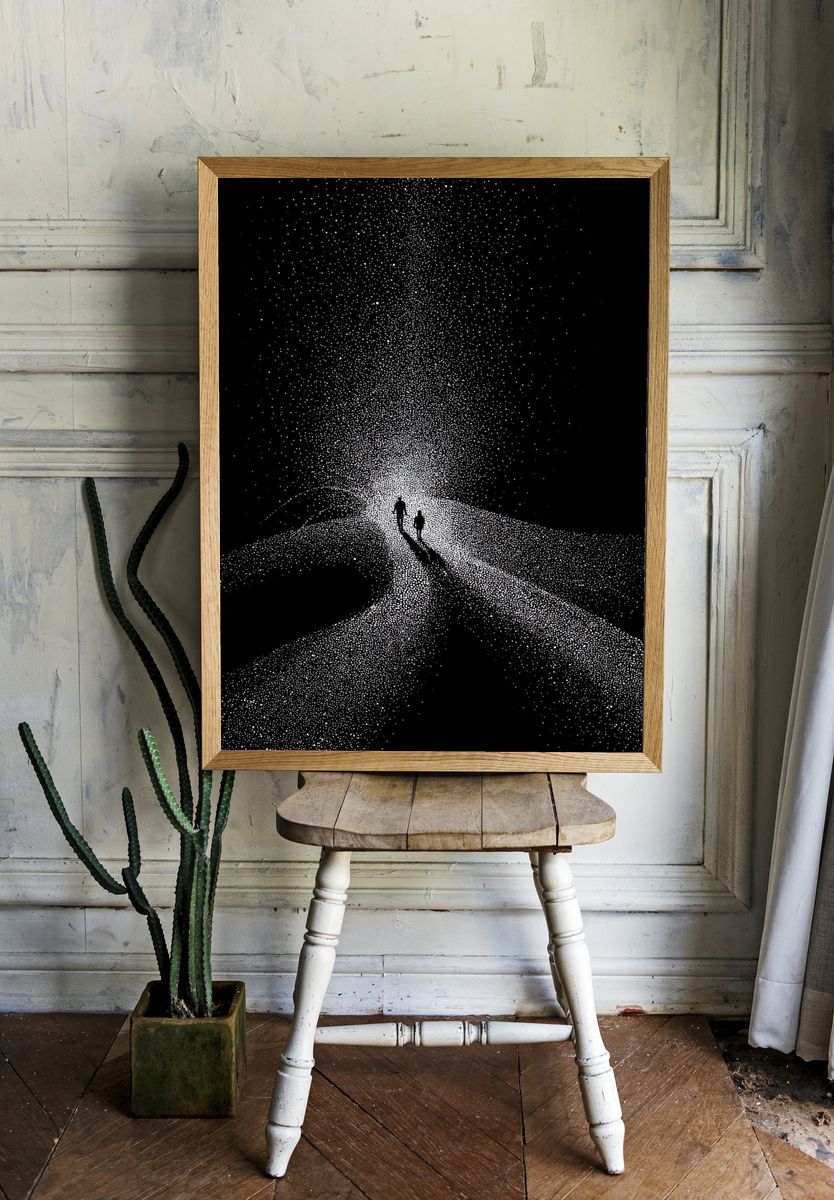 Starry Path Silhouette Print. — room view 1