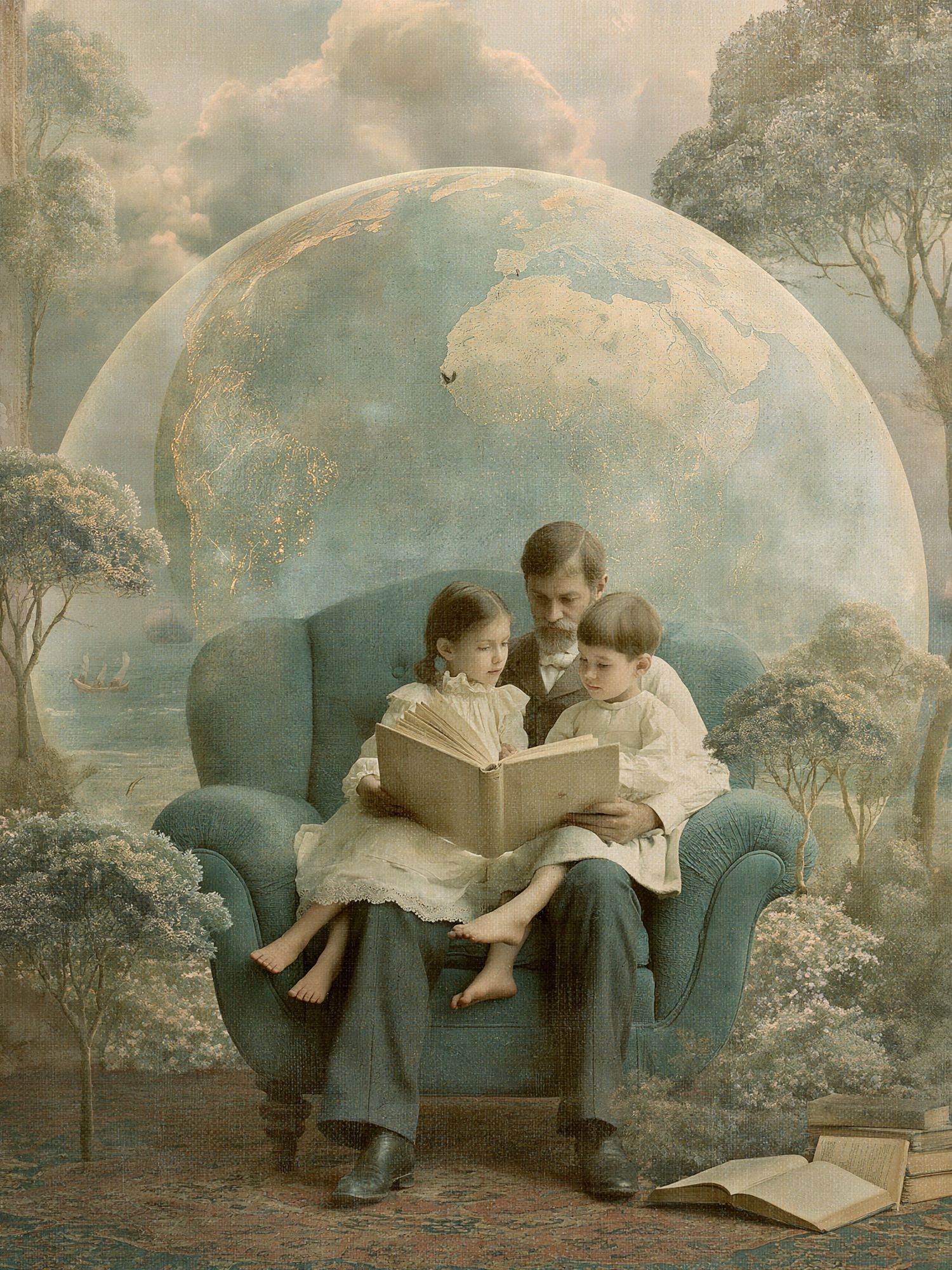 Dreamlike Reading Scene Fine-Art Print. poster detail